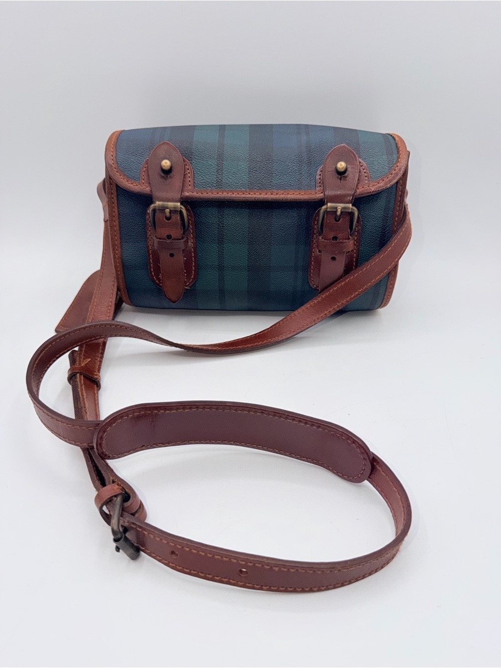 Vintage Plaid Barrel Polo Ralph Lauren Crossbody Bag - Picture 1 of 11